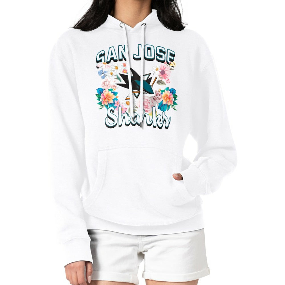 San Jose Sharks G-III 4Her by Carl Banks Women's Flower Logo Pullover Hoodie - White - NHL 201906115