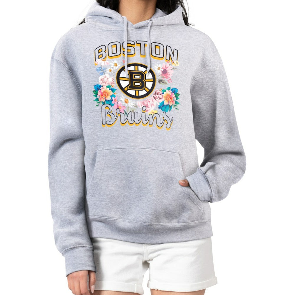 Boston Bruins G-III 4Her by Carl Banks Women's Flower Logo Pullover Hoodie - Heather Gray - NHL 201906124