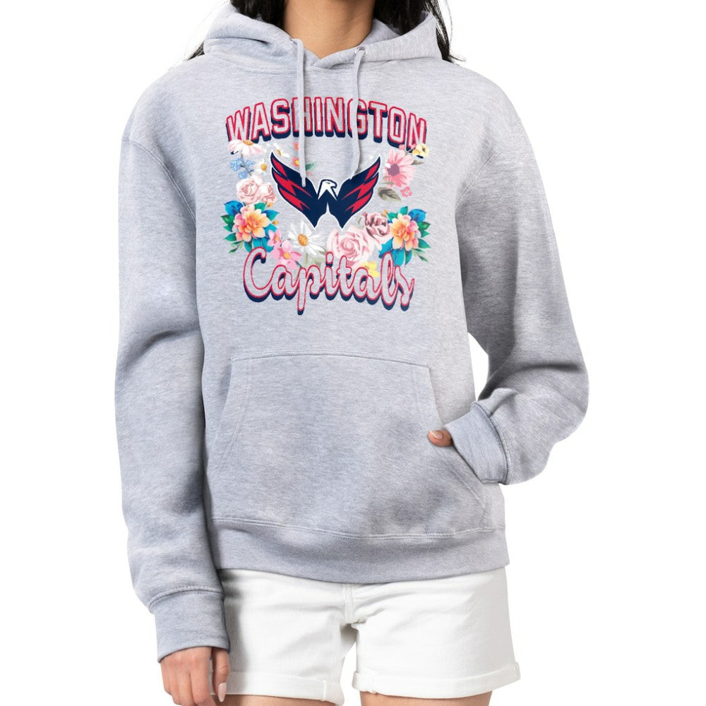 Washington Capitals G-III 4Her by Carl Banks Women's Flower Logo Pullover Hoodie - Heather Gray - NHL 201906133