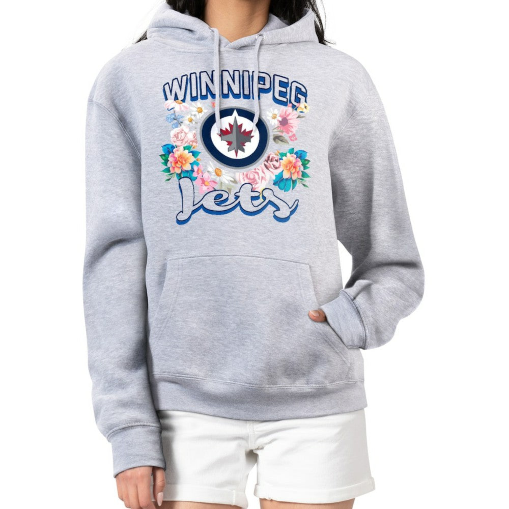 Winnipeg Jets G-III 4Her by Carl Banks Women's Flower Logo Pullover Hoodie - Heather Gray - NHL 201906139