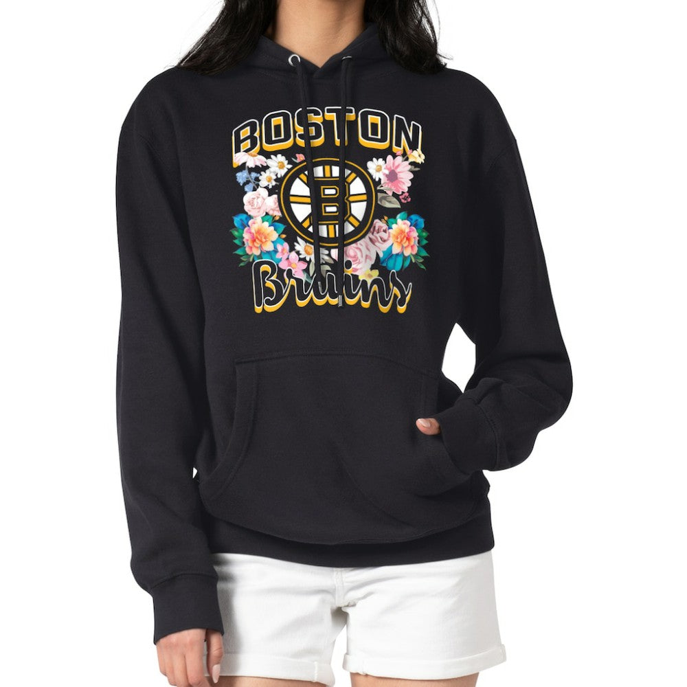 Boston Bruins G-III 4Her by Carl Banks Women's Flower Logo Pullover Hoodie - Black - NHL 201906141