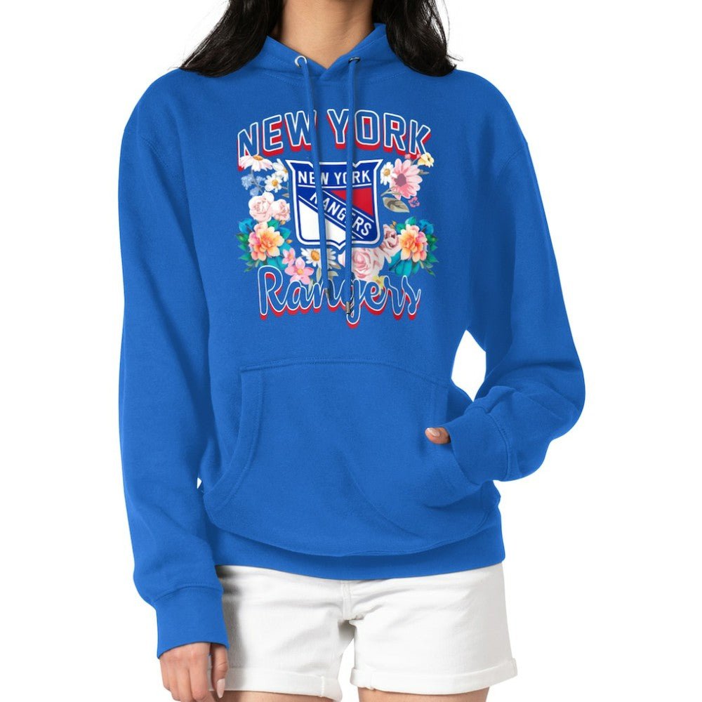New York Rangers G-III 4Her by Carl Banks Women's Flower Logo Pullover Hoodie - Blue - NHL 201906154