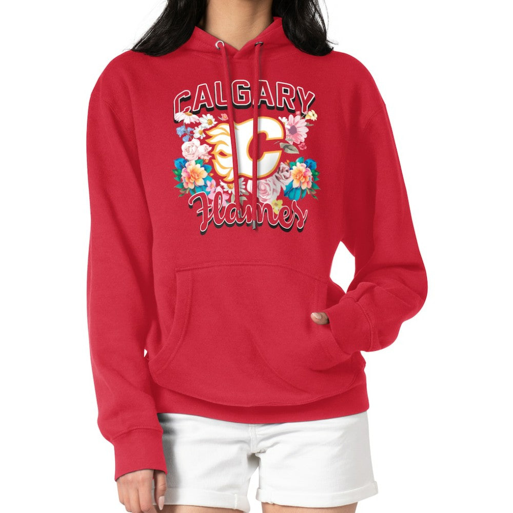 Calgary Flames G-III 4Her by Carl Banks Women's Flower Logo Pullover Hoodie - Red - NHL 201906158