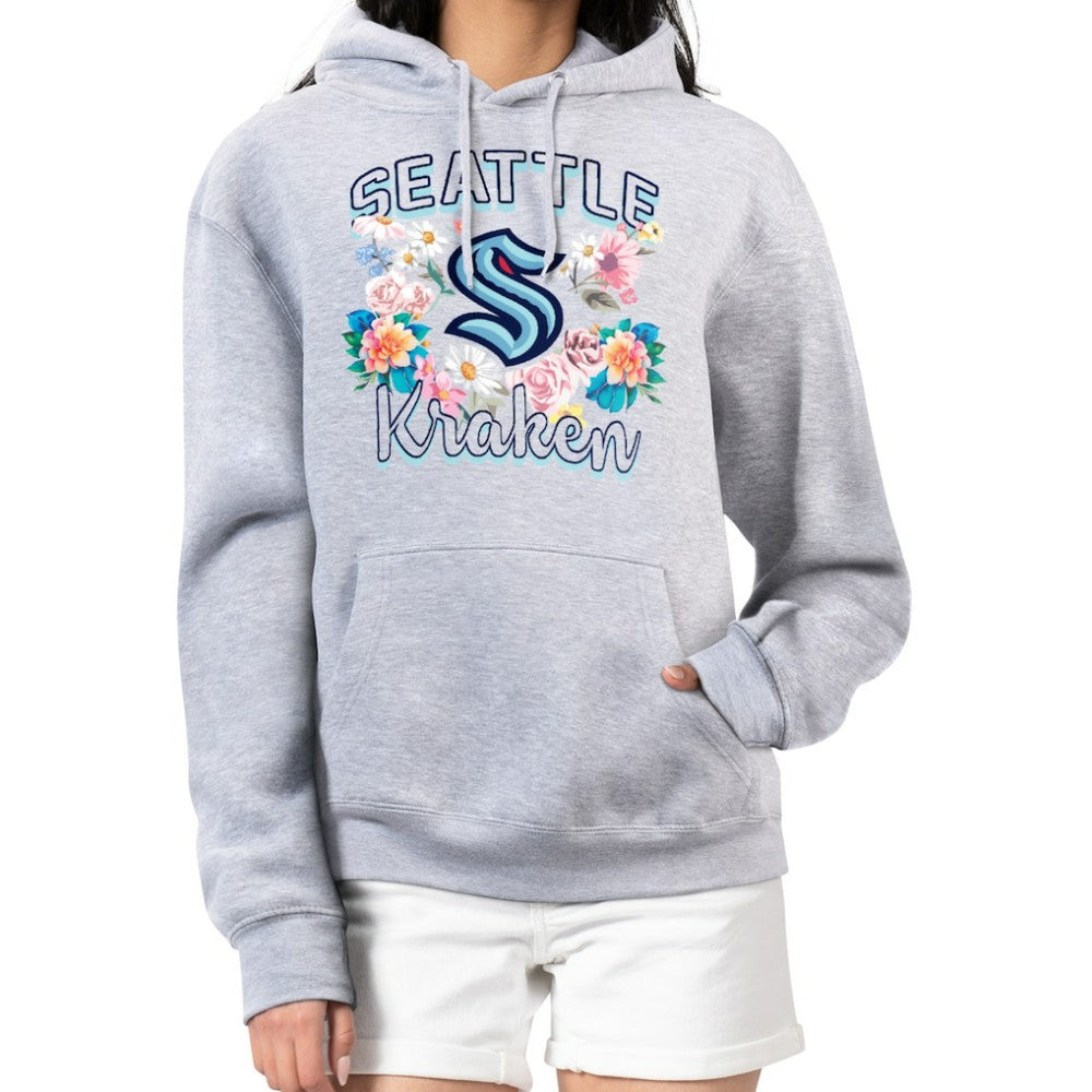 Seattle Kraken G-III 4Her by Carl Banks Women's Flower Logo Pullover Hoodie - Heather Gray - NHL 201906160