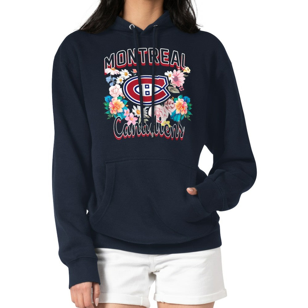 Montreal Canadiens G-III 4Her by Carl Banks Women's Flower Logo Pullover Hoodie - Navy - NHL 201906178