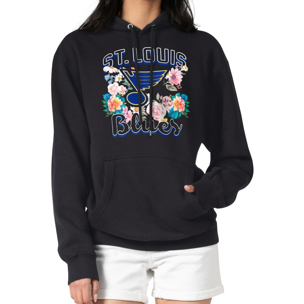 St. Louis Blues G-III 4Her by Carl Banks Women's Flower Logo Pullover Hoodie - Black - NHL 201906181