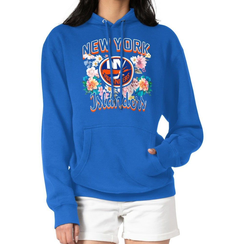 New York Islanders G-III 4Her by Carl Banks Women's Flower Logo Pullover Hoodie - Royal - NHL 201906193