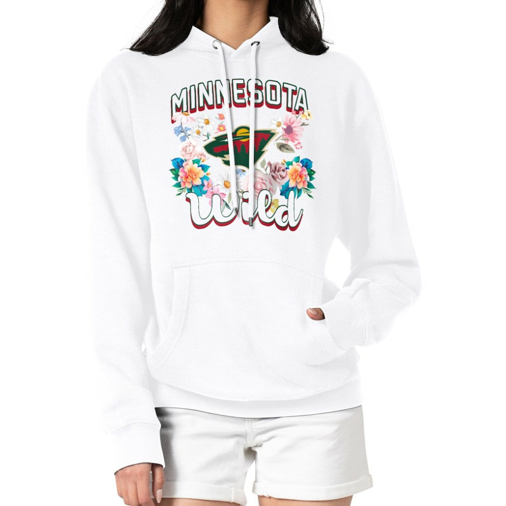 Minnesota Wild G-III 4Her by Carl Banks Women's Flower Logo Pullover Hoodie - White - NHL 201906194