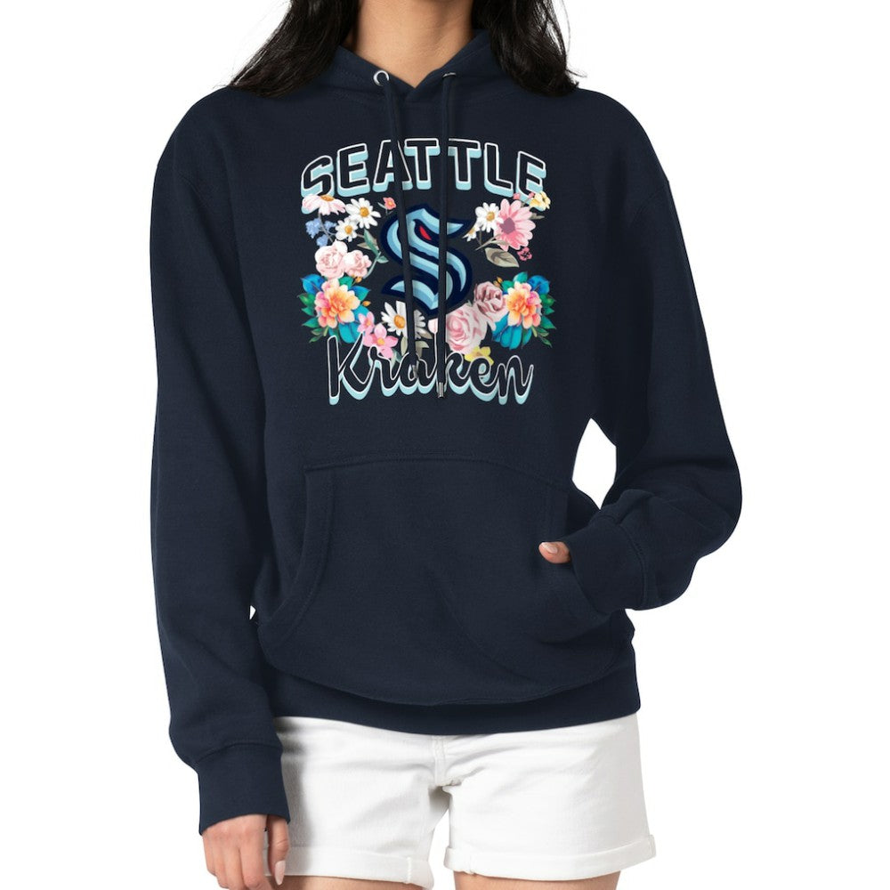Seattle Kraken G-III 4Her by Carl Banks Women's Flower Logo Pullover Hoodie - Deep Sea Blue - NHL 201906197