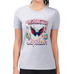 Washington Capitals G-III 4Her by Carl Banks Women's Super-Slim Fit Lightweight Flower Logo T-Shirt - Heather Gray - NHL 201906258