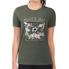 Dallas Stars G-III 4Her by Carl Banks Women's Super-Slim Fit Lightweight Flower Logo T-Shirt - Green - NHL 201906262