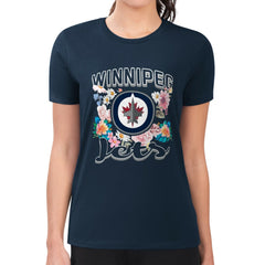 Winnipeg Jets G-III 4Her by Carl Banks Women's Super-Slim Fit Lightweight Flower Logo T-Shirt - Navy - NHL 201906268