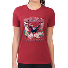 Washington Capitals G-III 4Her by Carl Banks Women's Super-Slim Fit Lightweight Flower Logo T-Shirt - Red - NHL 201906278