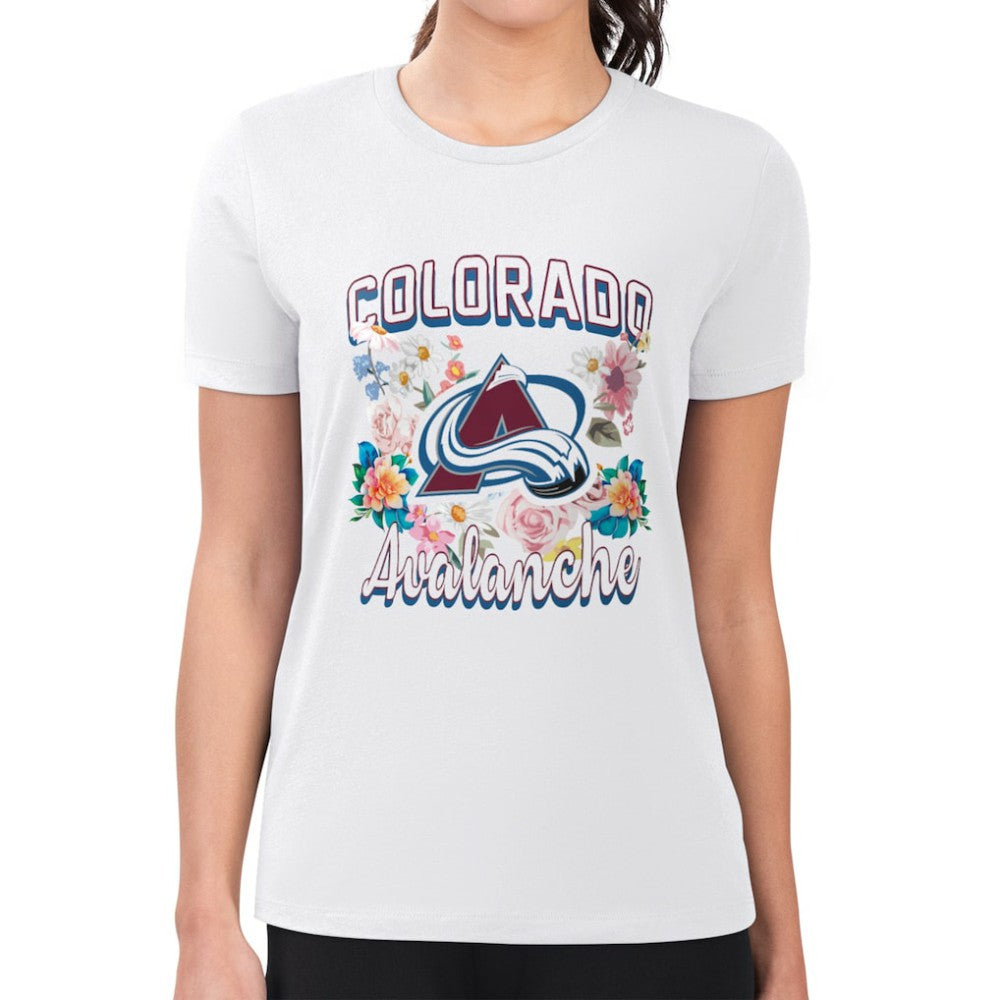 Colorado Avalanche G-III 4Her by Carl Banks Women's Super-Slim Fit Lightweight Flower Logo T-Shirt - White - NHL 201906285