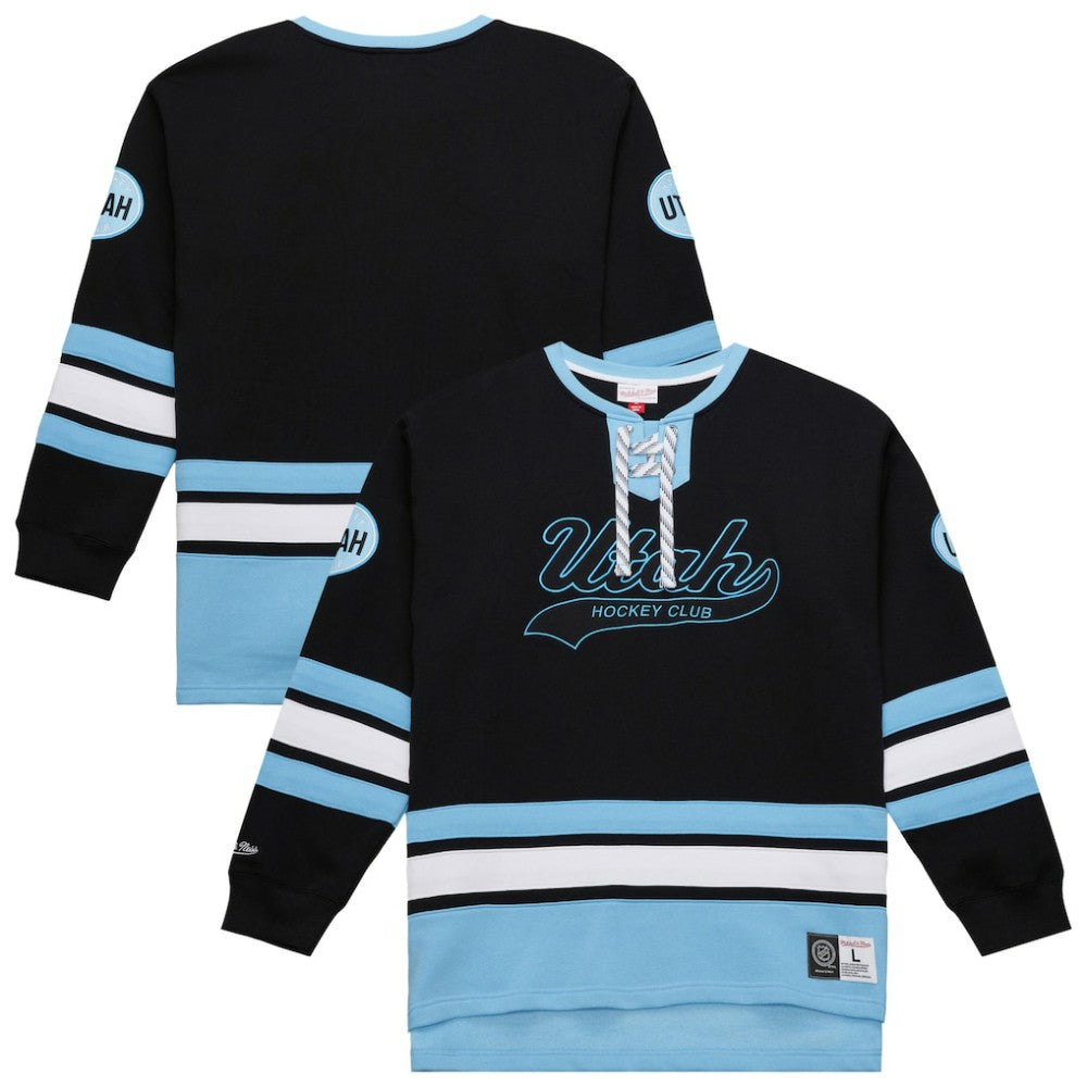 Utah Hockey Club Mitchell & Ness Heritage Lace-Up Pullover Sweatshirt - Black - NHL 201906424