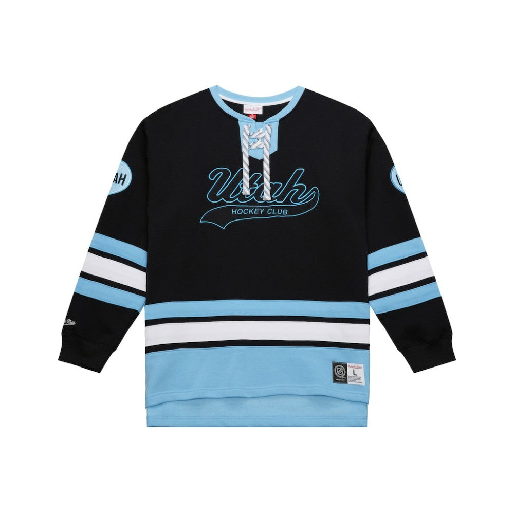 Utah Hockey Club Mitchell & Ness Heritage Lace-Up Pullover Sweatshirt - Black - NHL 201906424
