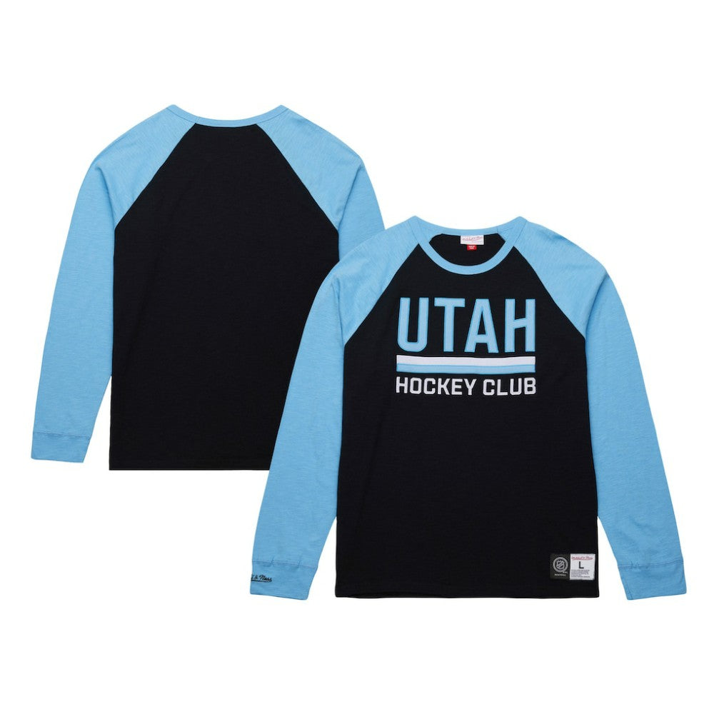 Utah Hockey Club Mitchell & Ness Legendary Slub Long Sleeve Raglan T-Shirt - Black/Light Blue - NHL 201906425