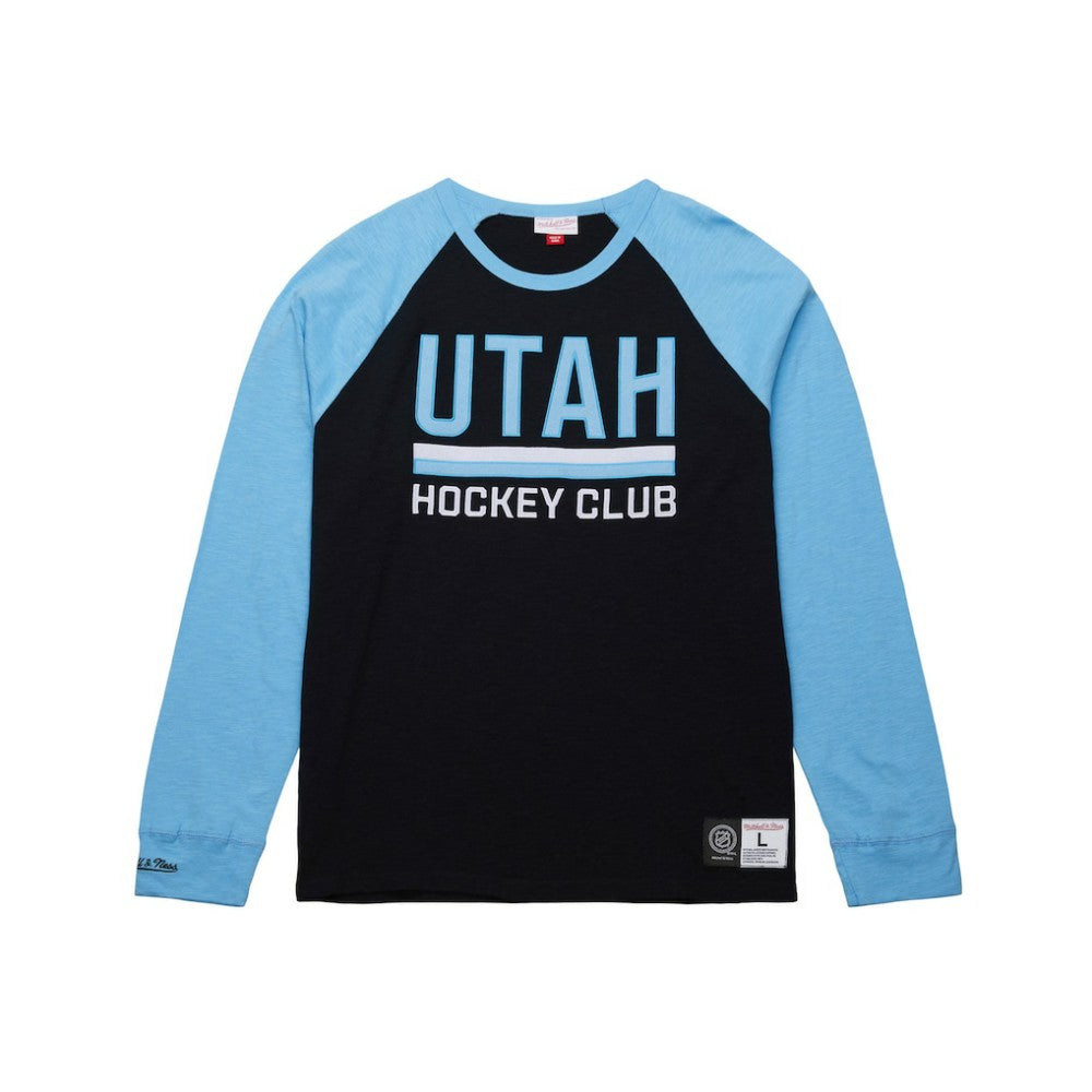 Utah Hockey Club Mitchell & Ness Legendary Slub Long Sleeve Raglan T-Shirt - Black/Light Blue - NHL 201906425