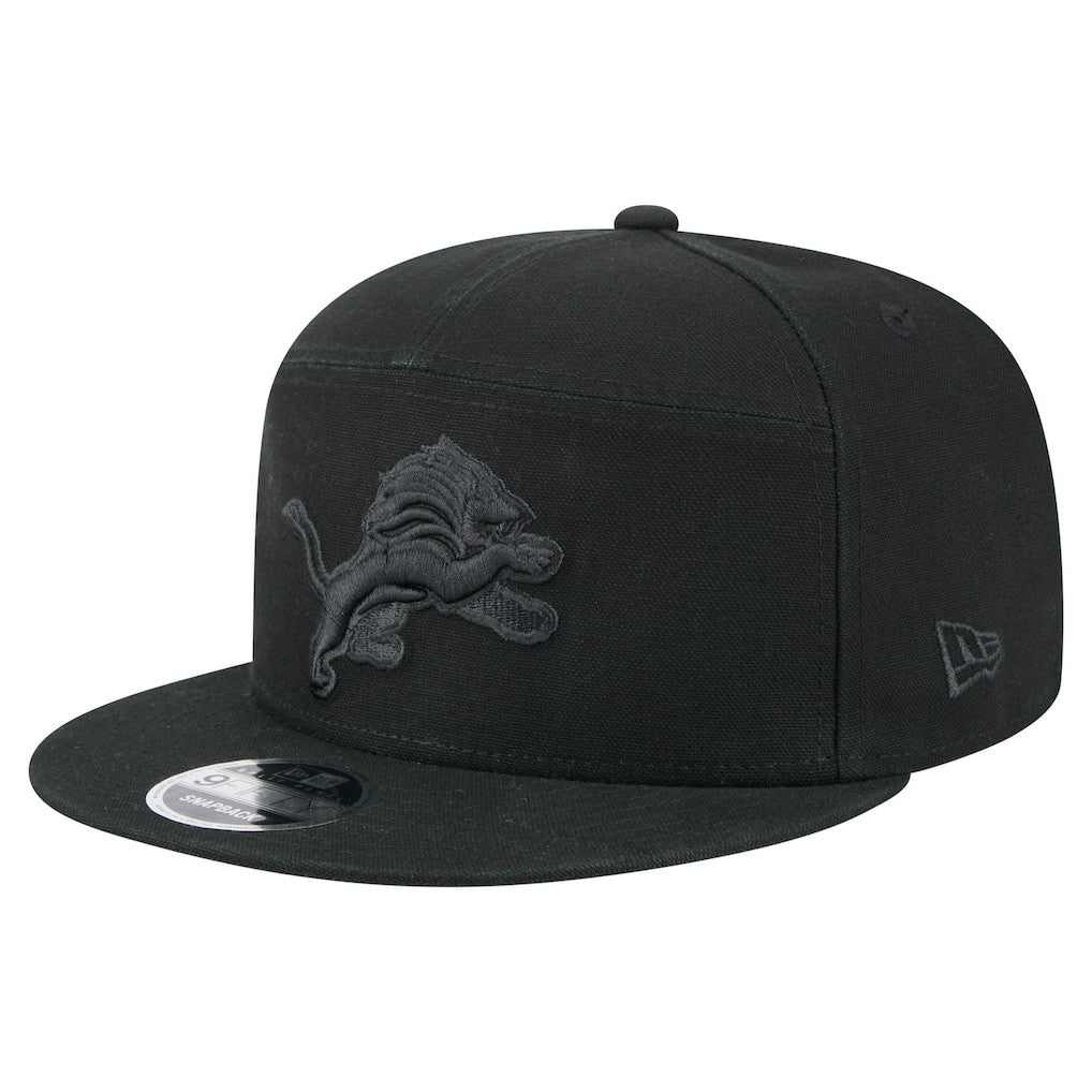 Detroit Lions New Era Adventure Canvas Split Panel 9FIFTY Snapback Hat Black