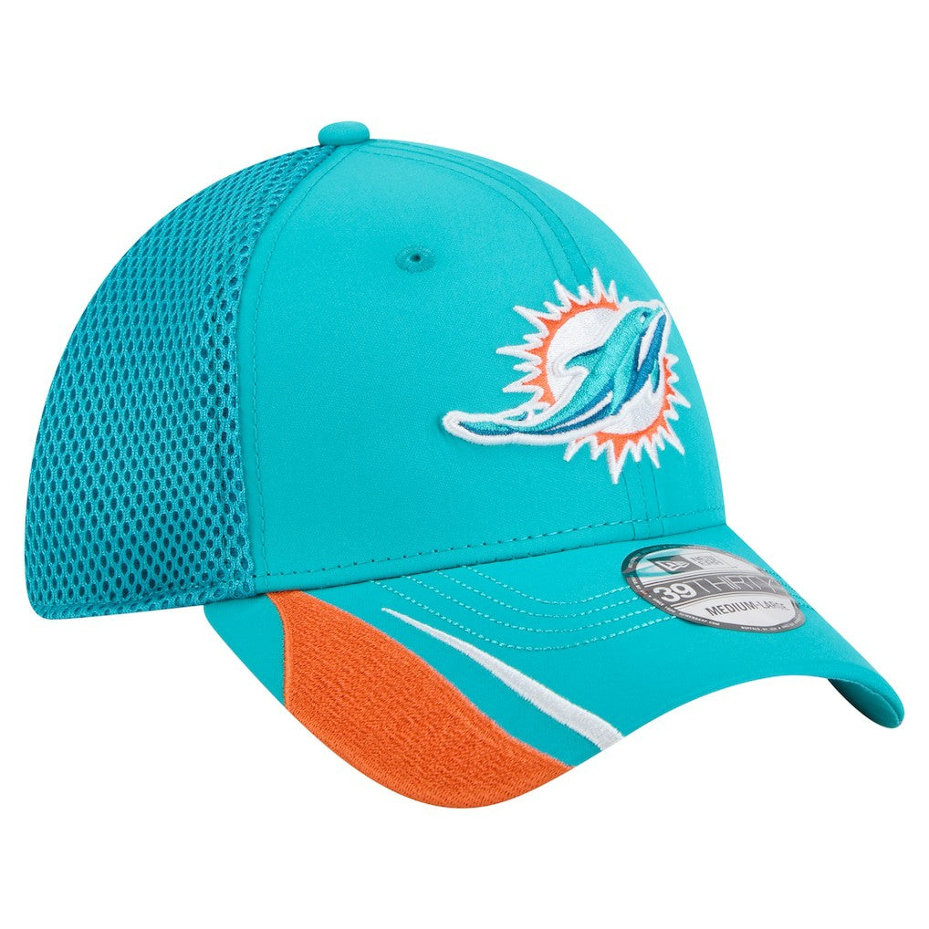Miami Dolphins New Era Game Day Linear 39THIRTY Flex Hat Aqua