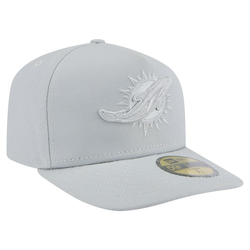 Miami Dolphins New Era Color Pack A-Frame 59FIFTY Fitted Hat Gray