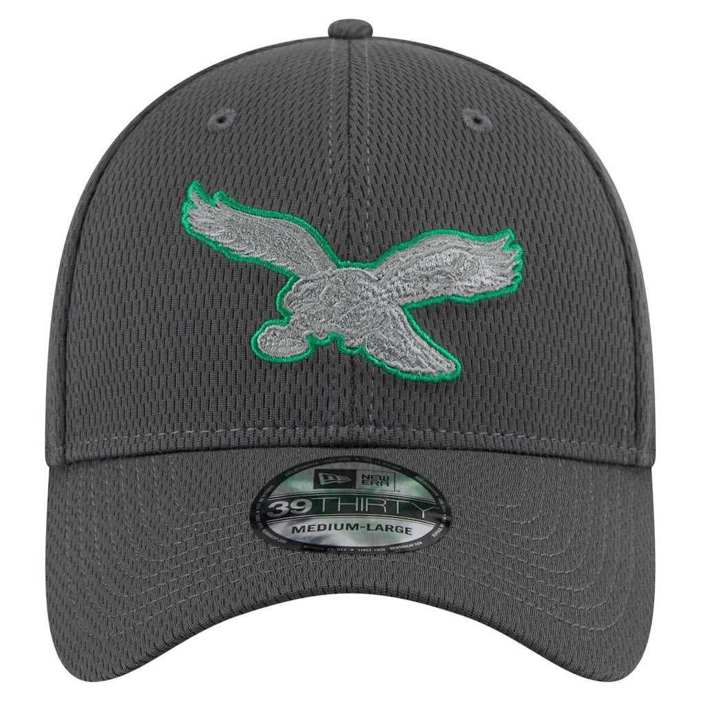 Philadelphia Eagles New Era Throwback Logo Main 39THIRTY Flex Hat Graphite