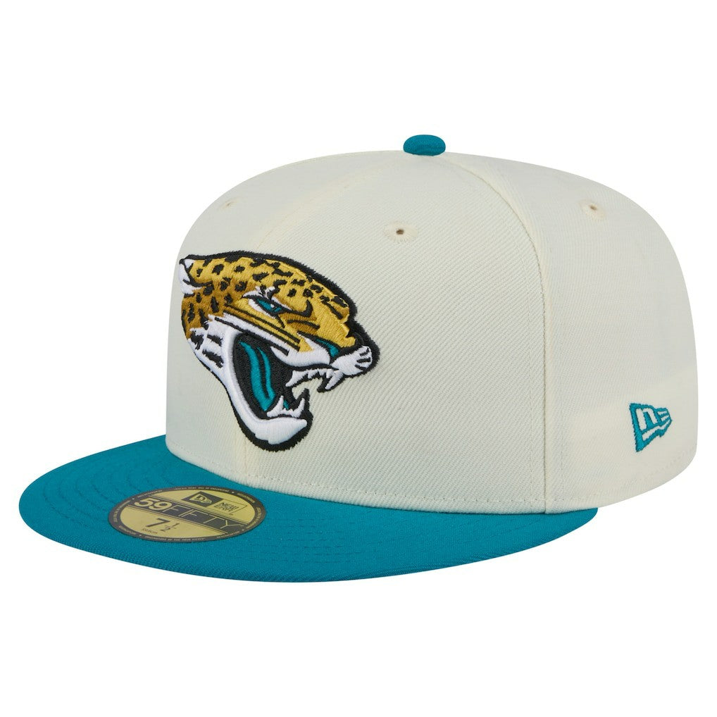 Jacksonville Jaguars New Era Main 59FIFTY Fitted Hat Cream/Teal