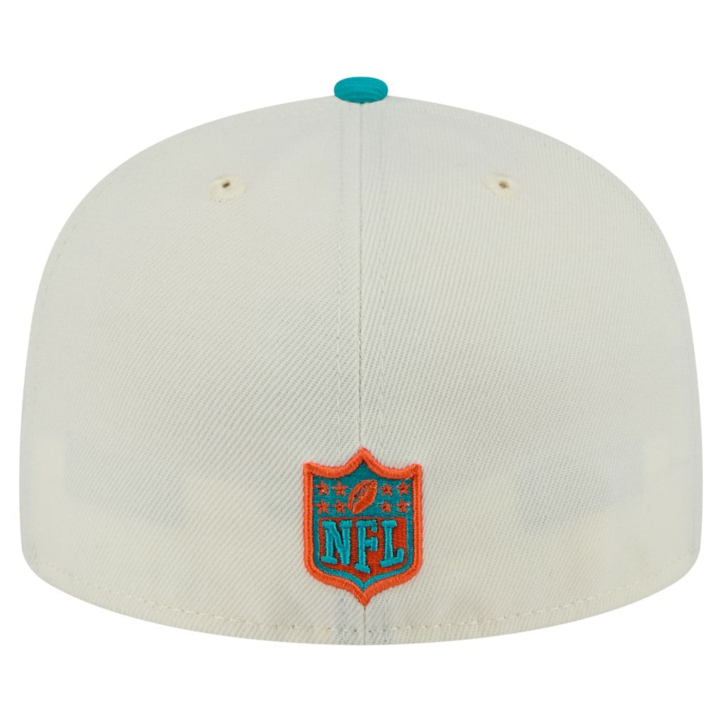 Miami Dolphins New Era Main 59FIFTY Fitted Hat Cream/Aqua