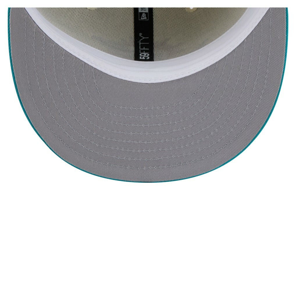 Miami Dolphins New Era Main 59FIFTY Fitted Hat Cream/Aqua