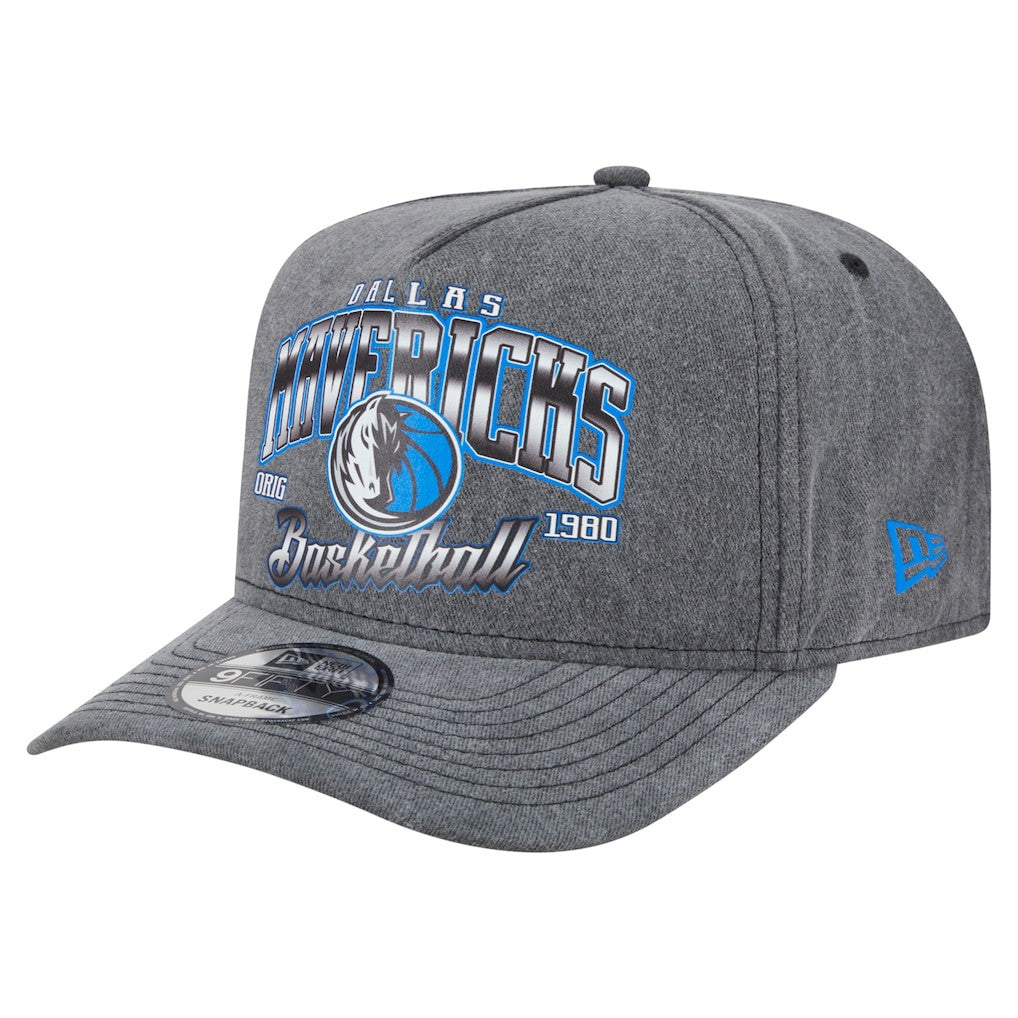 Dallas Mavericks Throwback Washed Pre-Curved 9FIFTY Snapback Hat for sale Charcoal | New Era