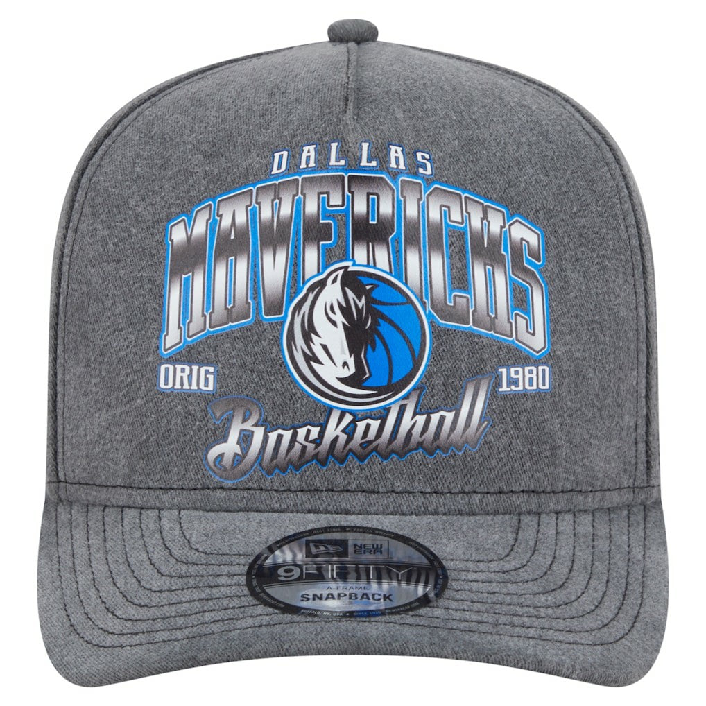 Dallas Mavericks Throwback Washed Pre-Curved 9FIFTY Snapback Hat for sale Charcoal | New Era