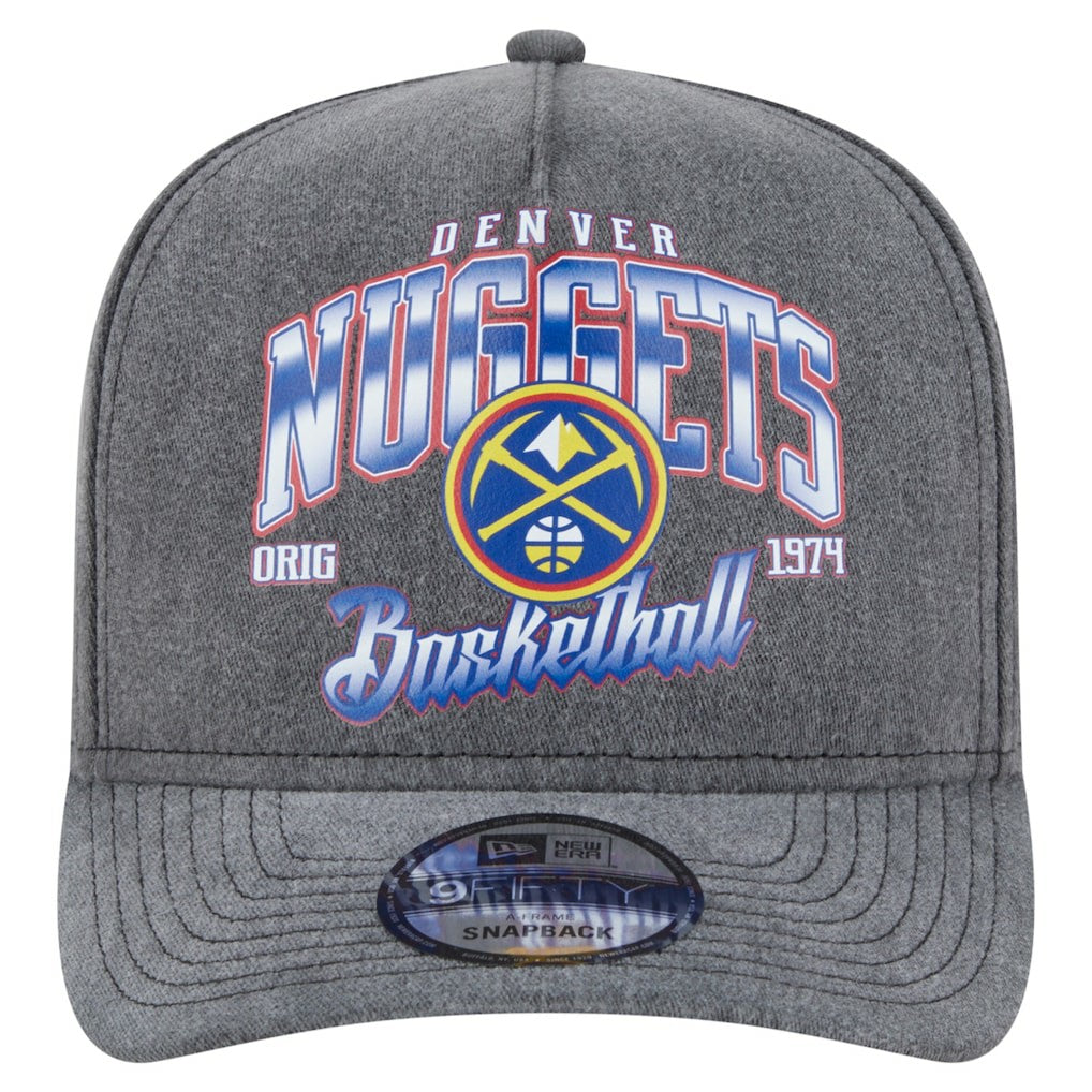 Denver Nuggets Throwback Washed Pre-Curved 9FIFTY Snapback Hat for sale Charcoal | New Era Lifestyle
