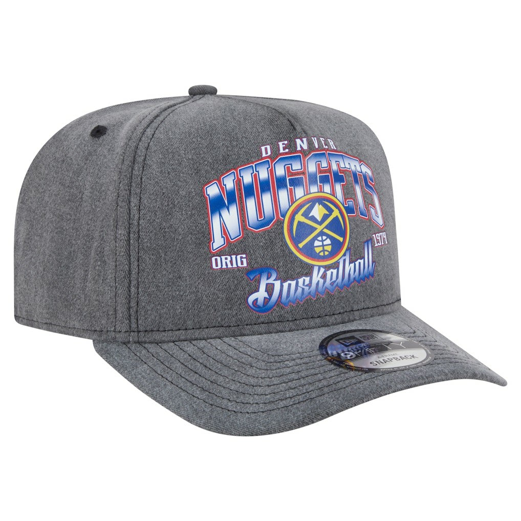 Denver Nuggets Throwback Washed Pre-Curved 9FIFTY Snapback Hat for sale Charcoal | New Era Lifestyle