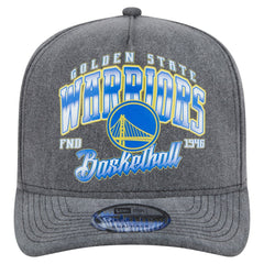 Golden State Warriors Throwback Washed Pre-Curved 9FIFTY Snapback Hat for sale Charcoal | New Era outlet
