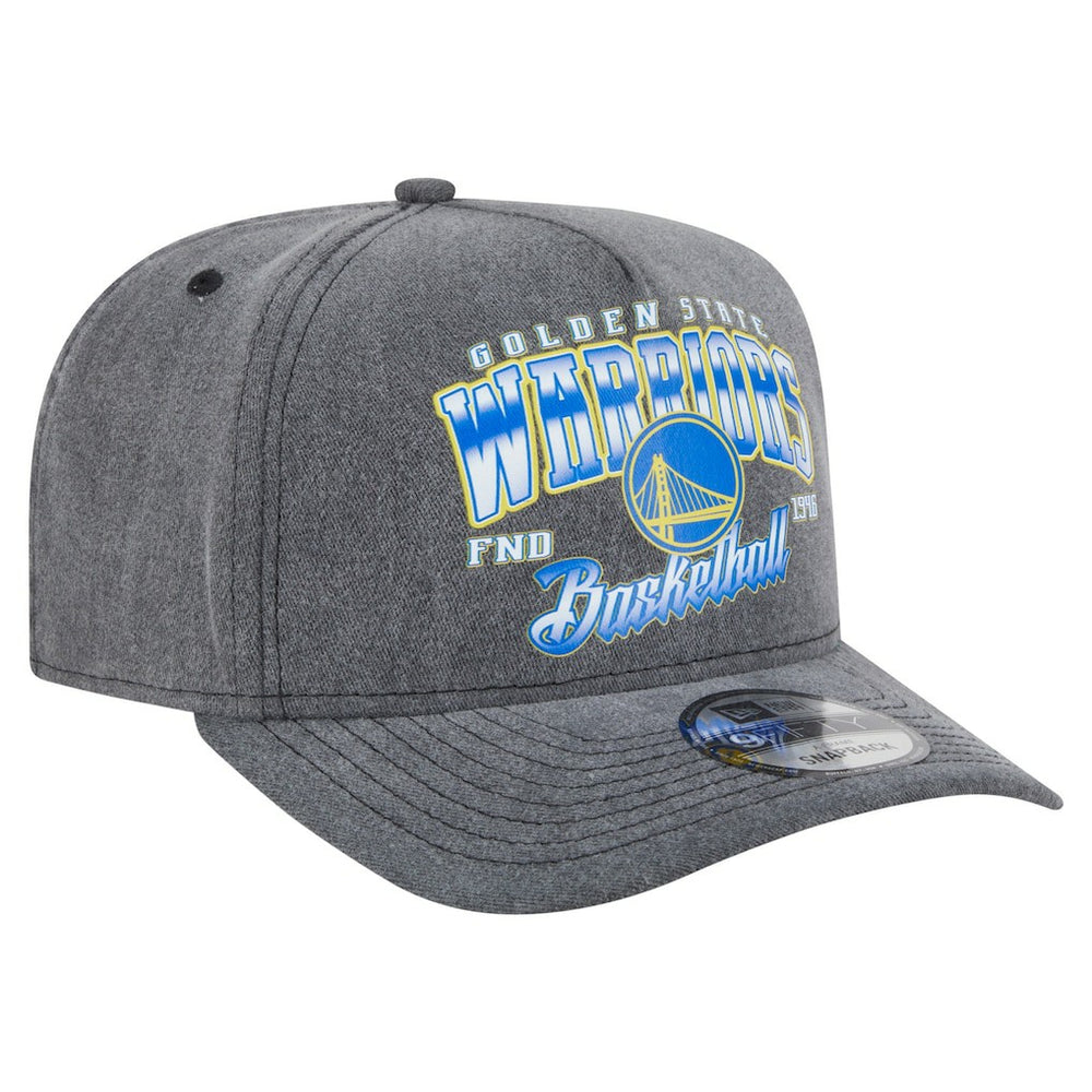Golden State Warriors Throwback Washed Pre-Curved 9FIFTY Snapback Hat for sale Charcoal | New Era outlet