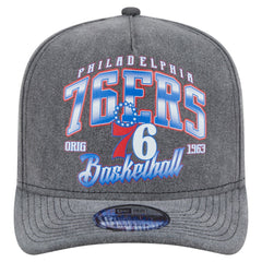 Philadelphia 76ers Throwback Washed Pre-Curved 9FIFTY Snapback Hat Charcoal | New Era