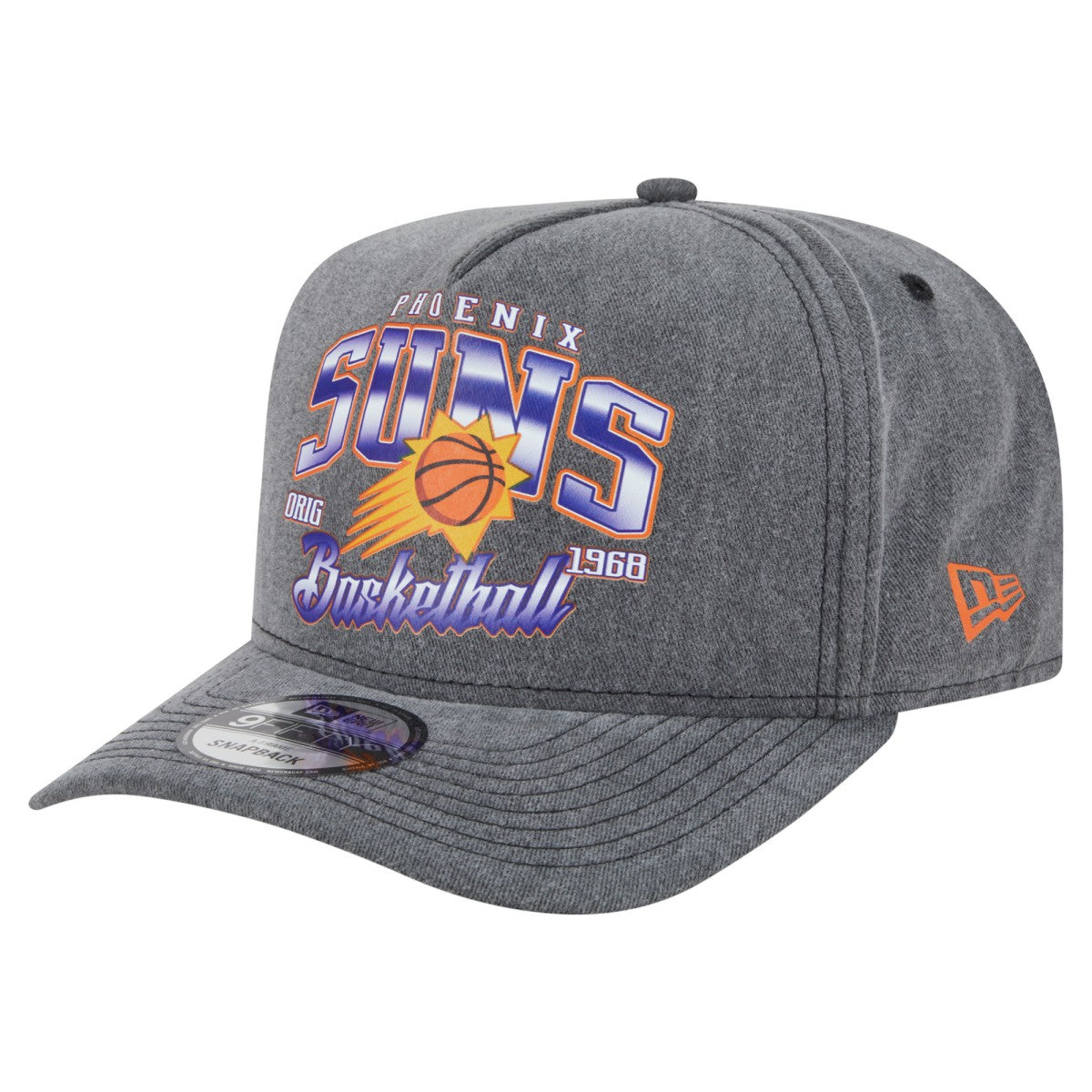 Phoenix Suns Throwback Washed Pre-Curved 9FIFTY Snapback Hat Charcoal | New Era discount
