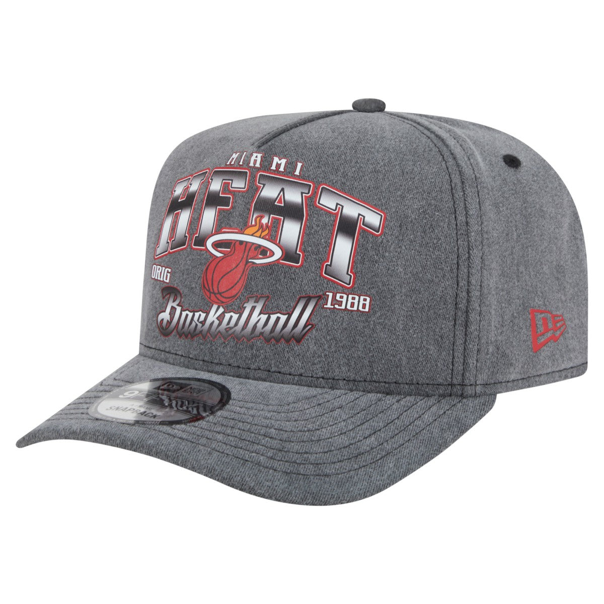 Miami Heat Throwback Washed Pre-Curved 9FIFTY Snapback Hat Charcoal | New Era outlet