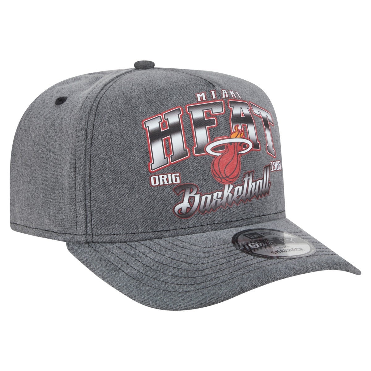 Miami Heat Throwback Washed Pre-Curved 9FIFTY Snapback Hat Charcoal | New Era outlet