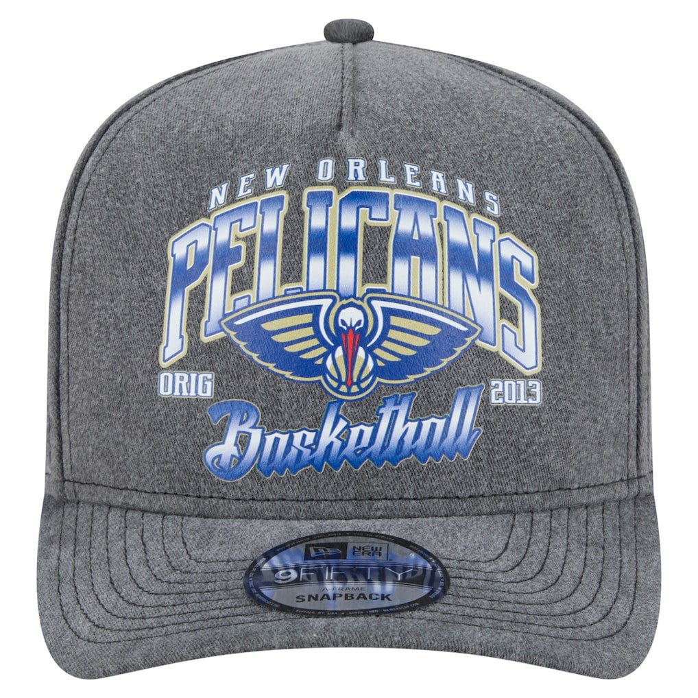 New Orleans Pelicans Throwback Washed Pre-Curved 9FIFTY Snapback Hat Charcoal | New Era Near Me