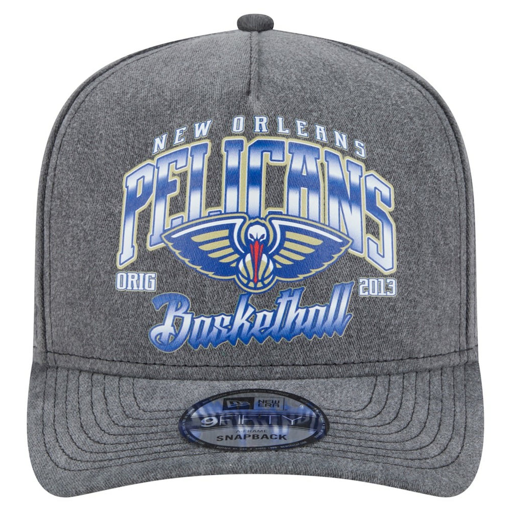 New Orleans Pelicans Throwback Washed Pre-Curved 9FIFTY Snapback Hat Charcoal | New Era Near Me