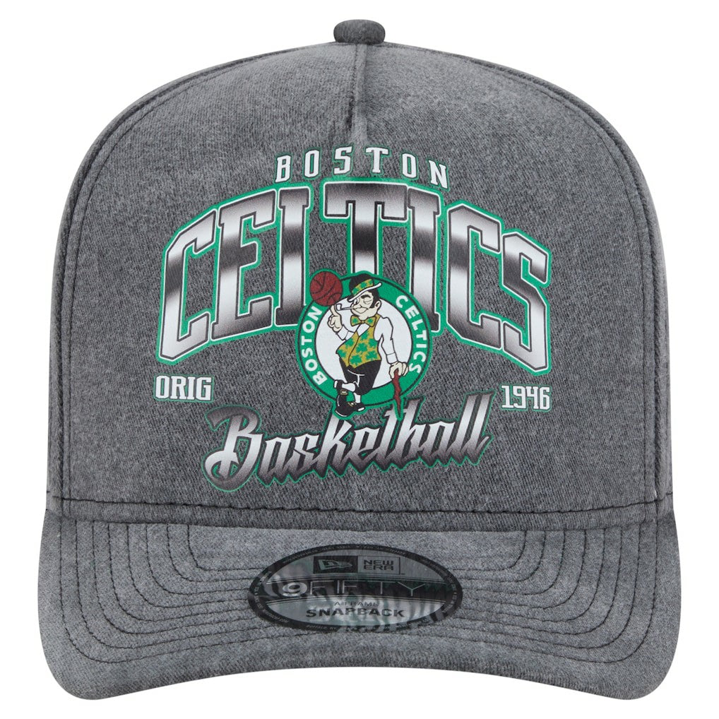 Boston Celtics Throwback Washed Pre-Curved 9FIFTY Snapback Hat Charcoal | New Era Near Me