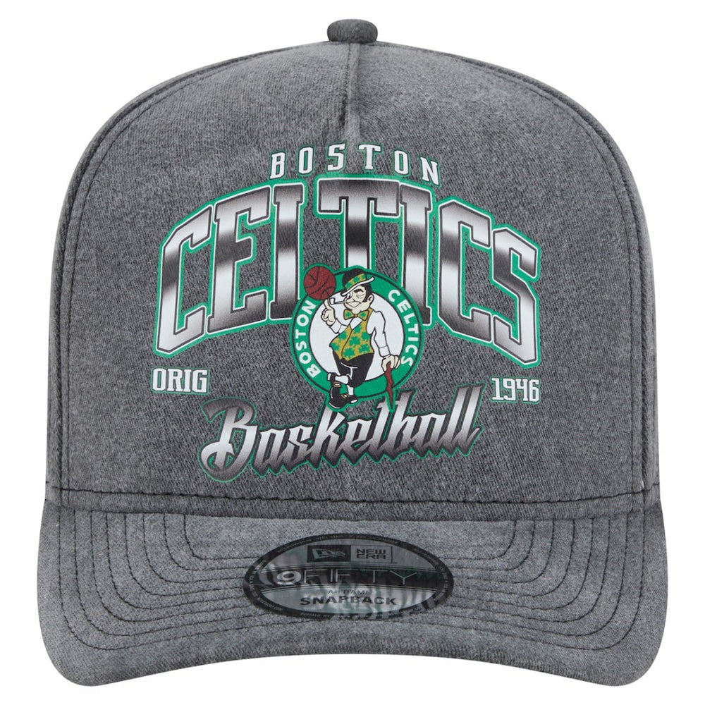 Boston Celtics Throwback Washed Pre-Curved 9FIFTY Snapback Hat Charcoal | New Era Near Me