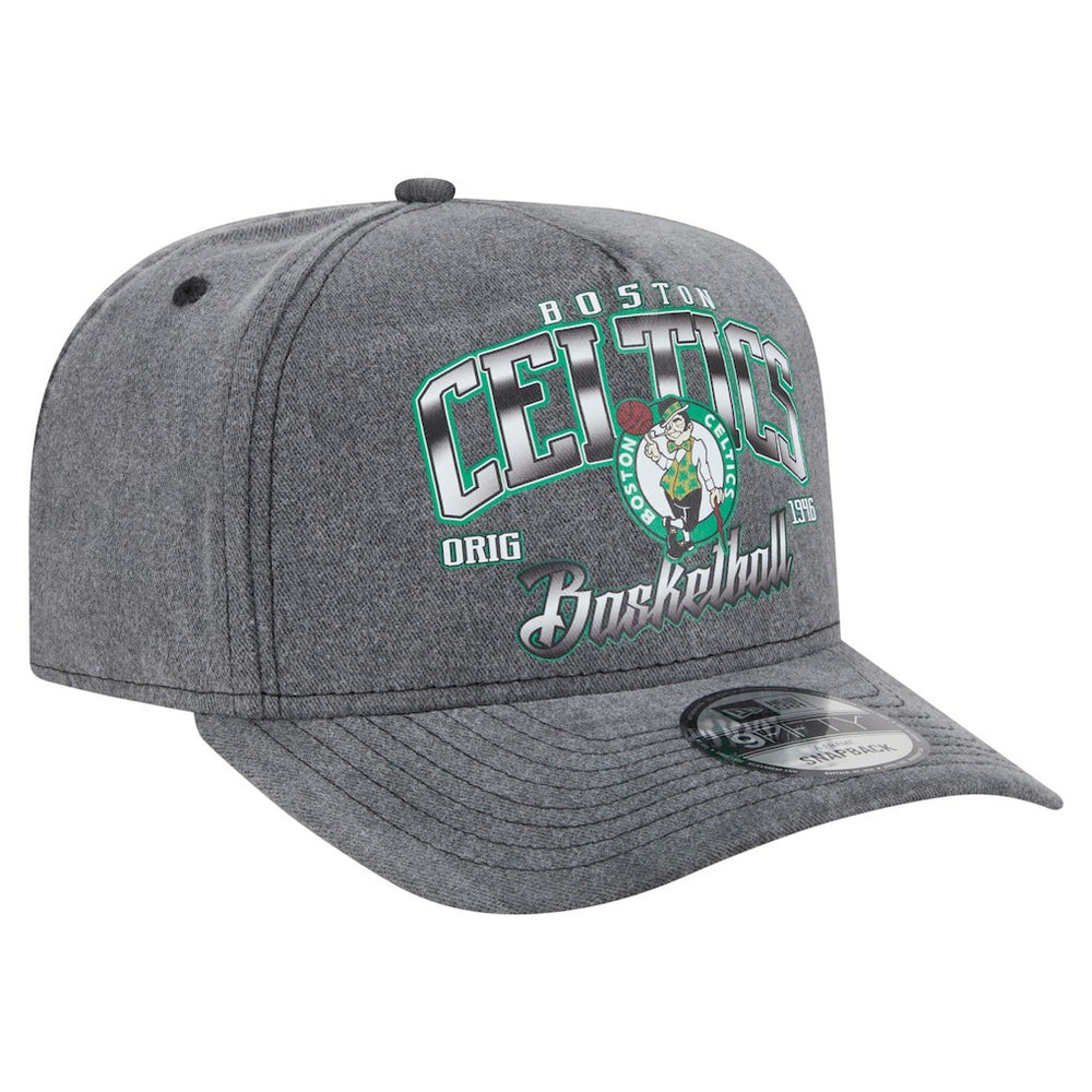 Boston Celtics Throwback Washed Pre-Curved 9FIFTY Snapback Hat Charcoal | New Era Near Me