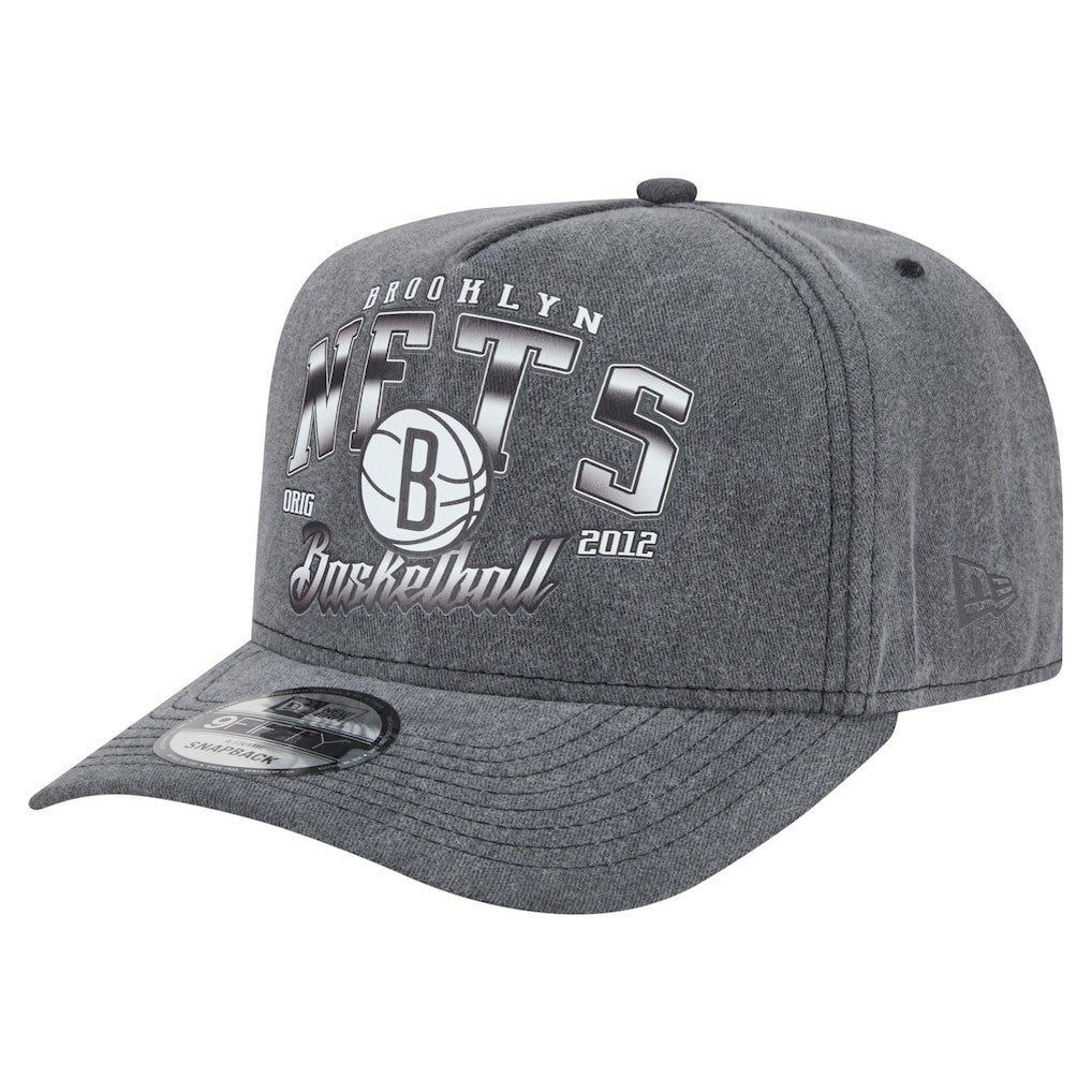 Brooklyn Nets Throwback Washed Pre-Curved 9FIFTY Snapback Hat Charcoal | New Era outlet