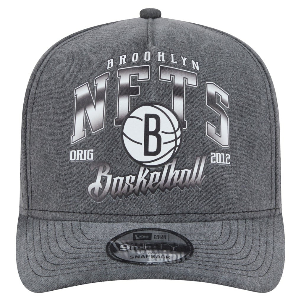 Brooklyn Nets Throwback Washed Pre-Curved 9FIFTY Snapback Hat Charcoal | New Era outlet