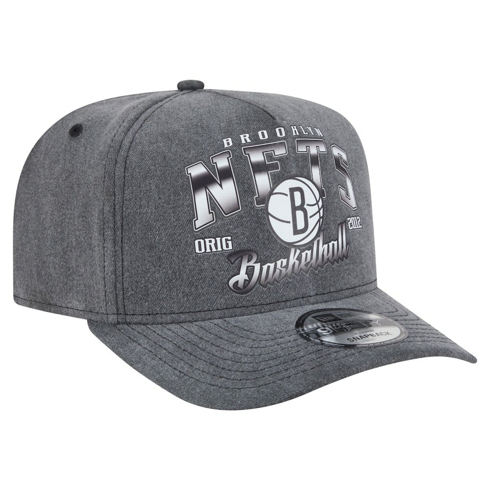 Brooklyn Nets Throwback Washed Pre-Curved 9FIFTY Snapback Hat Charcoal | New Era outlet