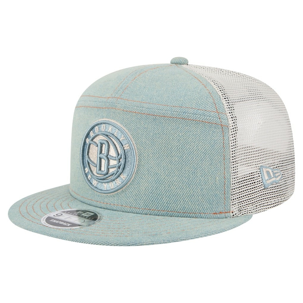 Brooklyn Nets Adventure Denim Split Panel 9FIFTY Snapback Trucker Hat | New Era online