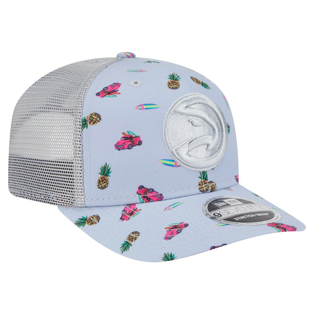 Atlanta Hawks Adventure Aloha Pattern 9SEVENTY Stretch-Snap Hat Light Blue/Gray | New Era Near Me