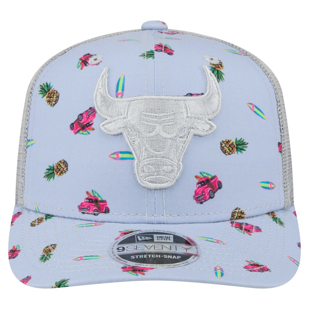 Chicago Bulls Adventure Aloha Pattern 9SEVENTY Stretch-Snap Hat Light Blue/Gray | New Era US